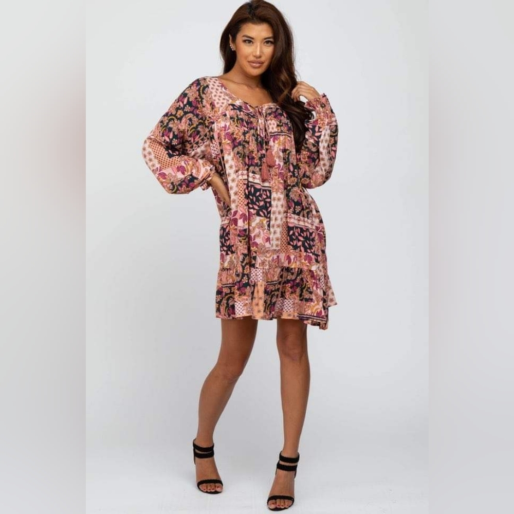Dress forum boho flowy patchwork print dress nwot